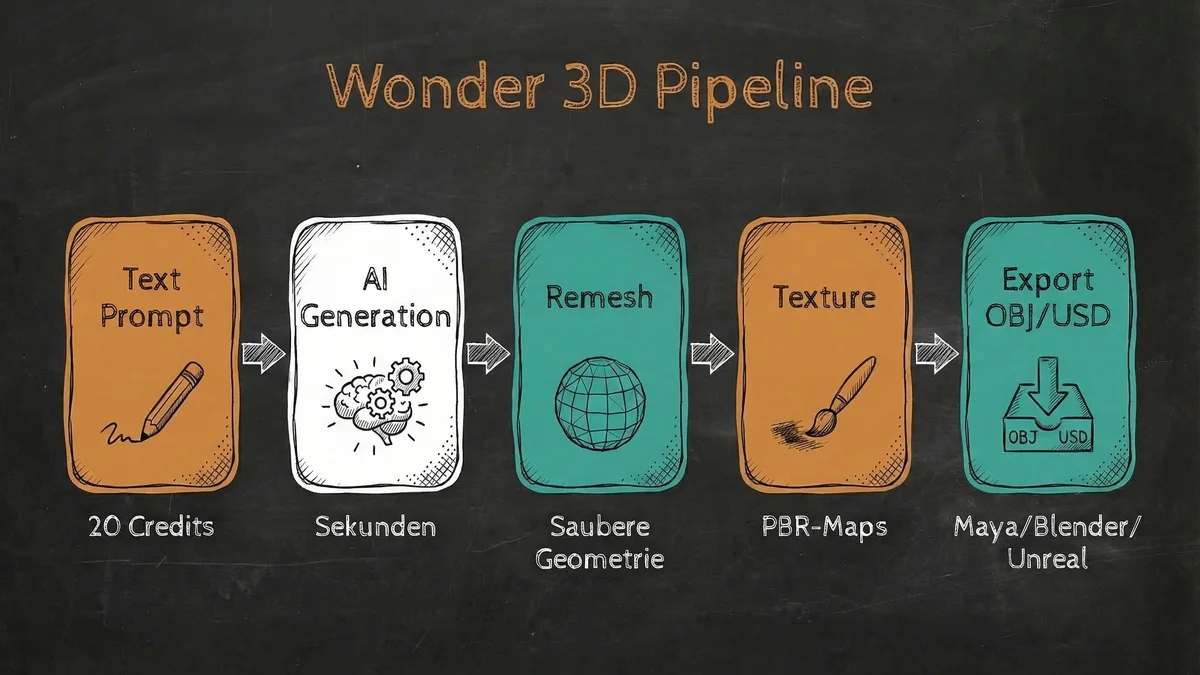 Wonder 3D Pipeline: Vom Prompt zum fertigen Asset