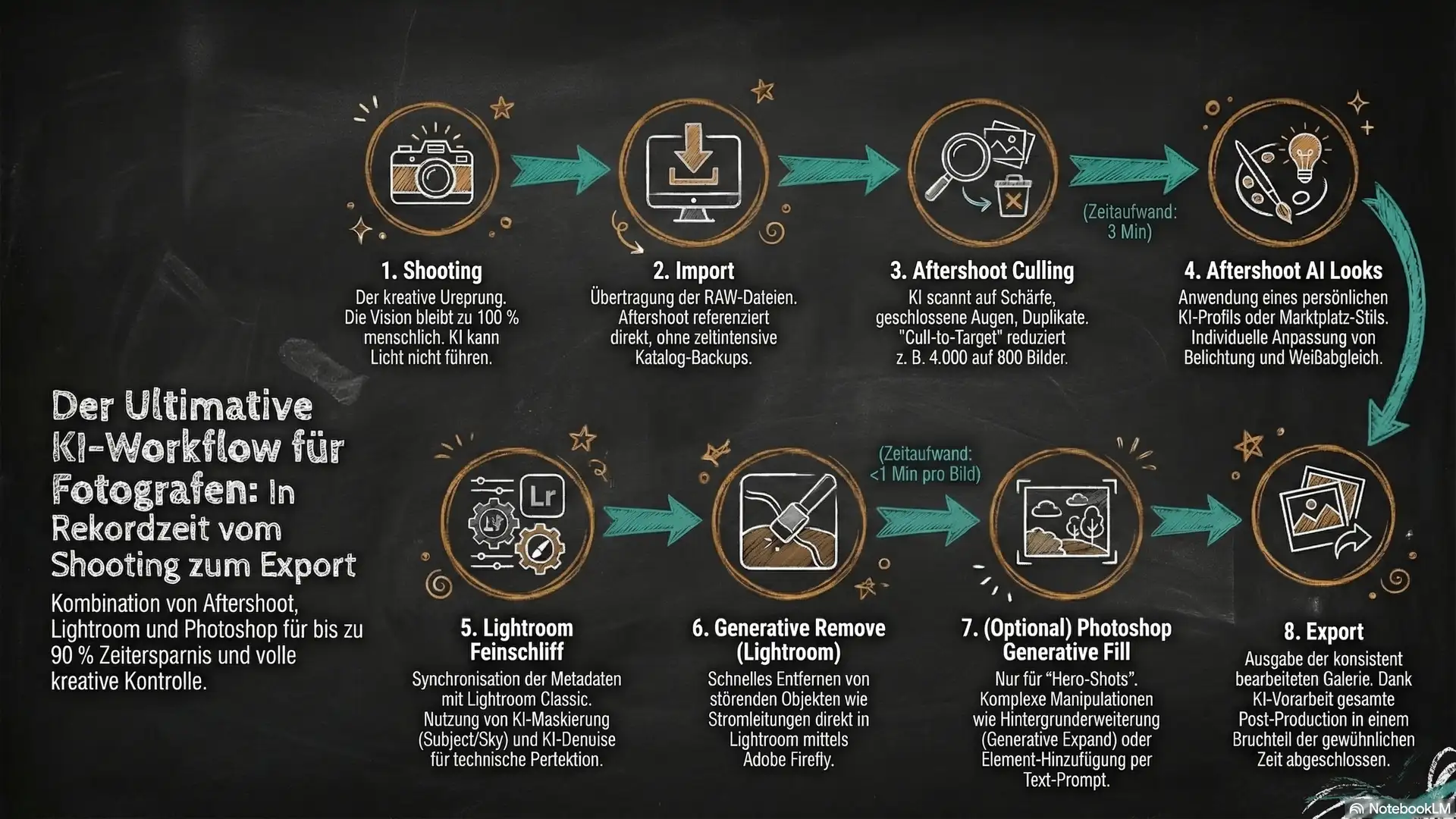 Infochart: Mein KI-Bildbearbeitung Workflow Schritt für Schritt