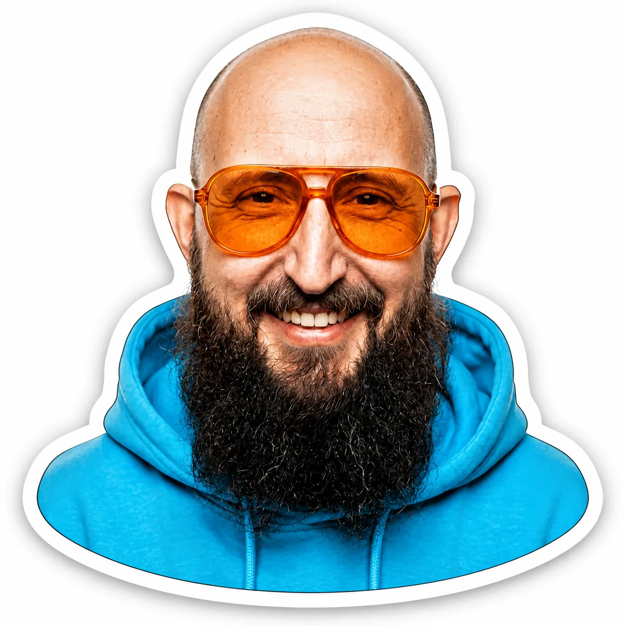 Einzelner Porträt-Sticker mit weißer Kontur