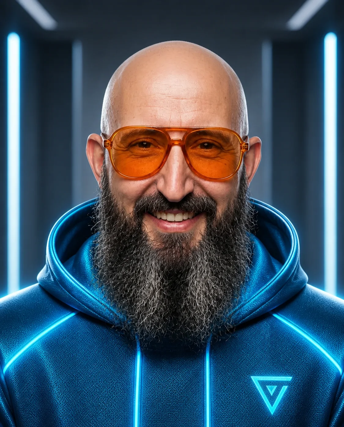 Futuristische Version der Person mit leuchtendem Hoodie