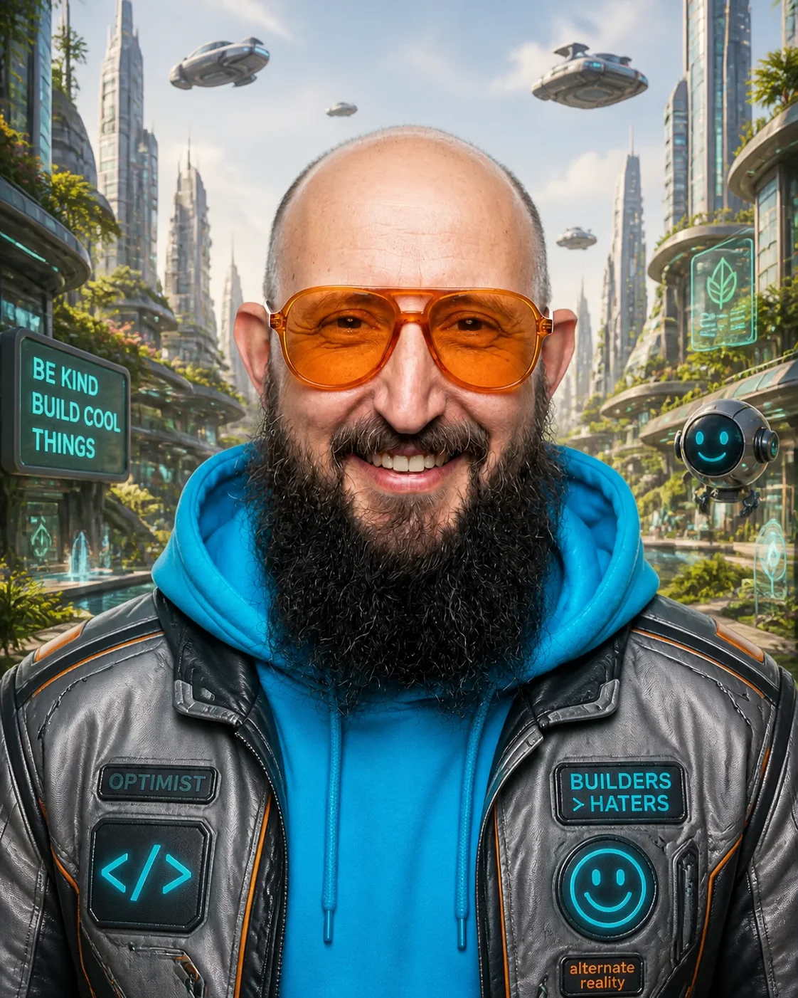 Alternative futuristische Realität mit der Person als Technikerfigur