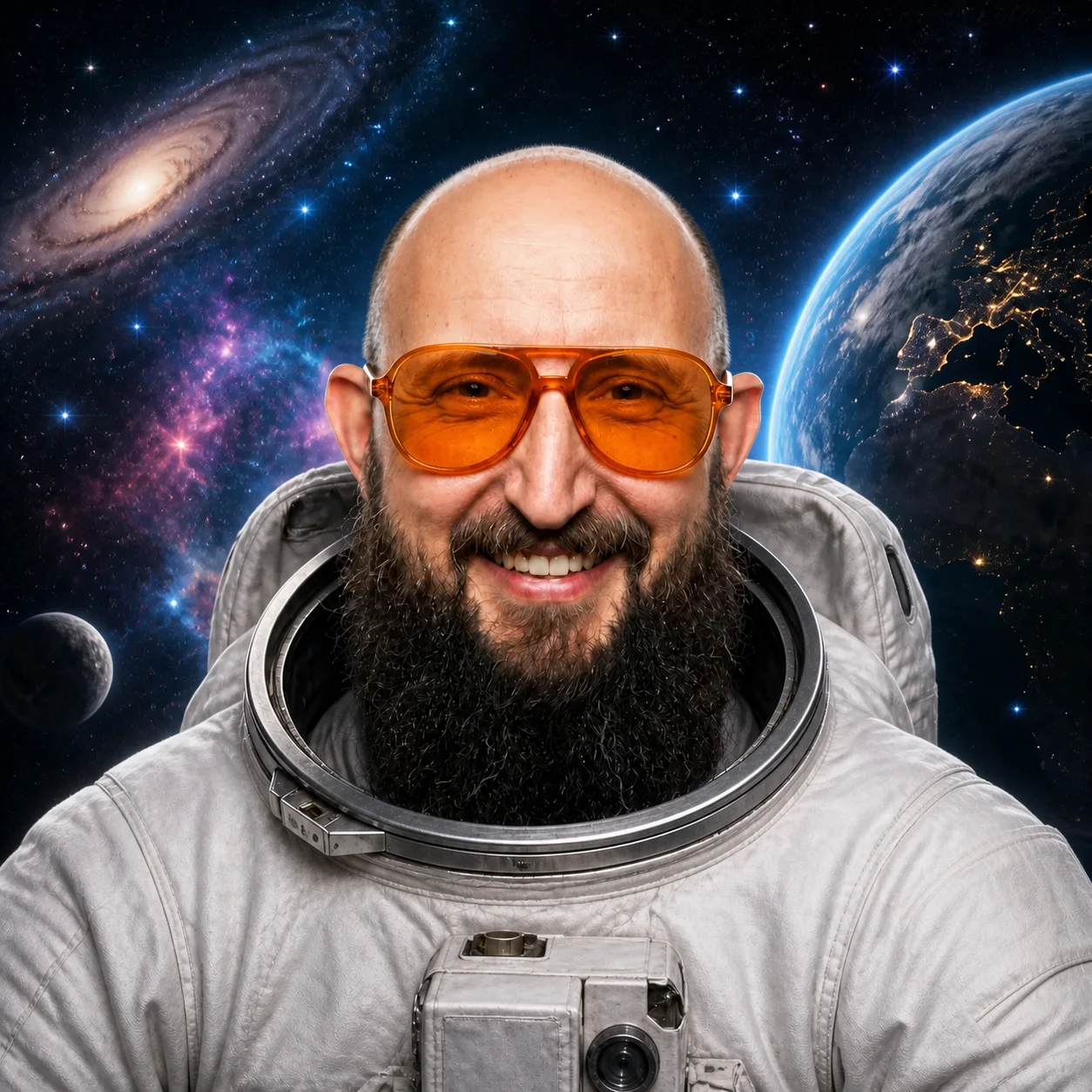 Bereinigtes Weltraumporträt ohne Marken oder Flaggen auf dem Raumanzug