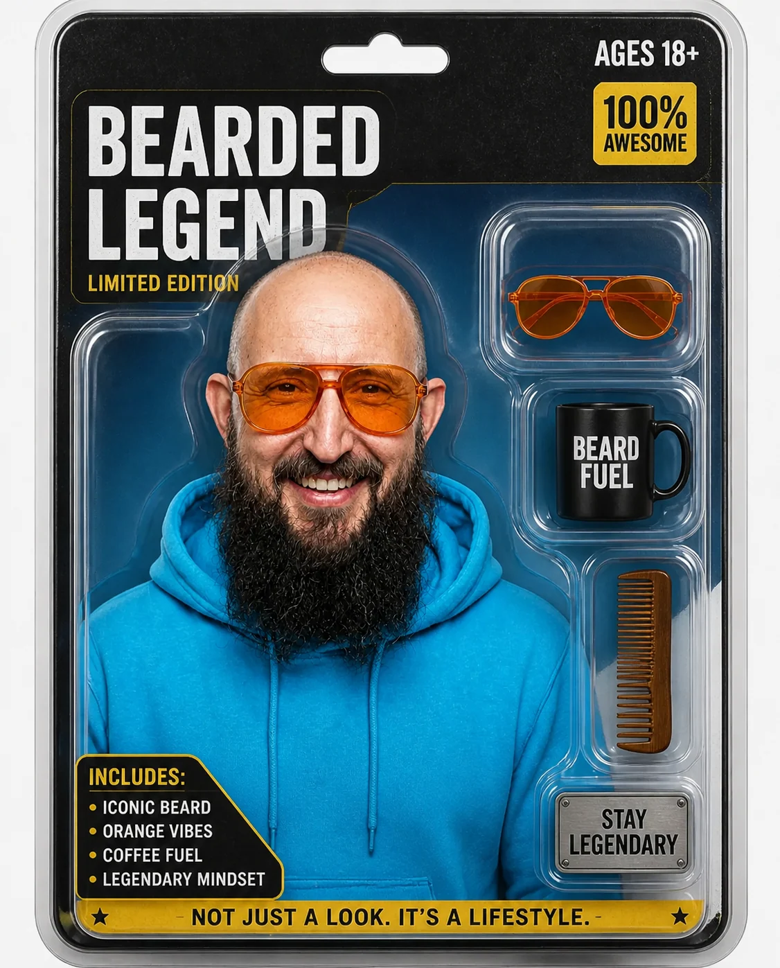 Porträt als verpackte Sammlerfigur mit Zubehör