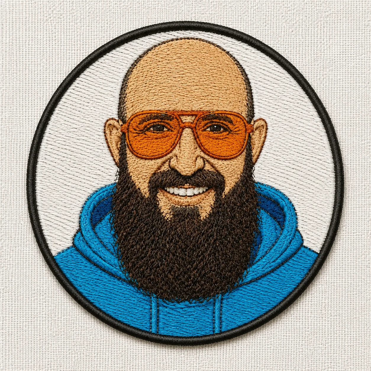 Zielbeispiel der kontrollierten Vorlage: vereinfachtes Patch-Motiv auf Stoff