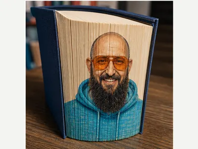 Buchschnitt-Porträt: echtes Ergebnis des Prompts /foreEdgePainting