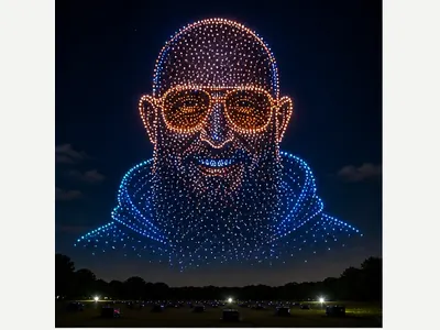 Drohnen-Lichtbild: echtes Ergebnis des Prompts /droneLightShow
