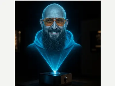 Hologramm-Büste: echtes Ergebnis des Prompts /hologram