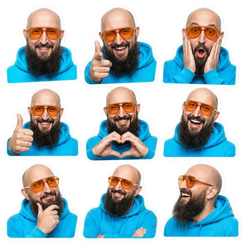 Neun Sticker-Gesten: echtes Ergebnis des Bildprompts /stickerPack