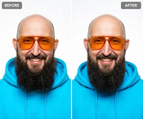 Ein direkter Vergleich: echtes Ergebnis des Bildprompts /beforeAfter