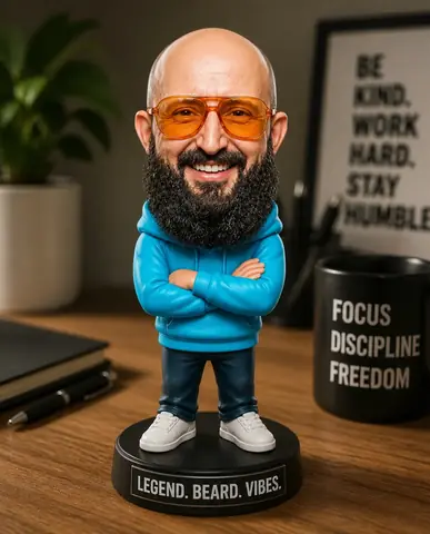 Figur auf dem Schreibtisch: echtes Ergebnis des Bildprompts /deskFigurine