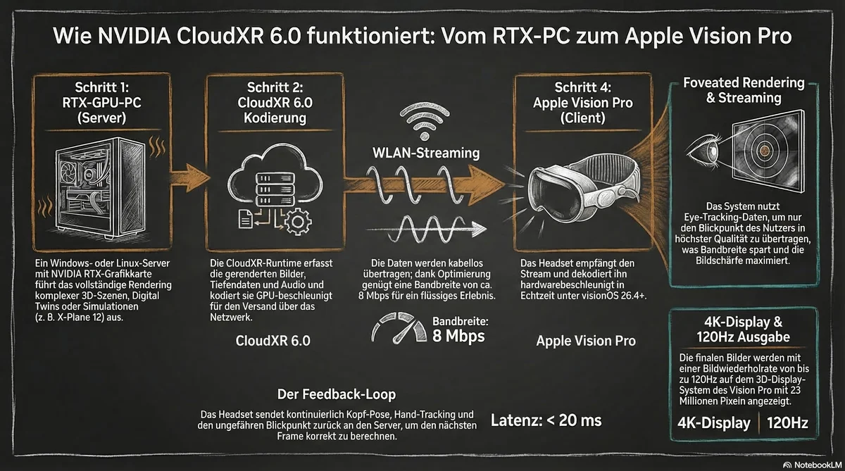Infochart: So funktioniert CloudXR 6.0 -- vom RTX-PC bis zur Vision Pro